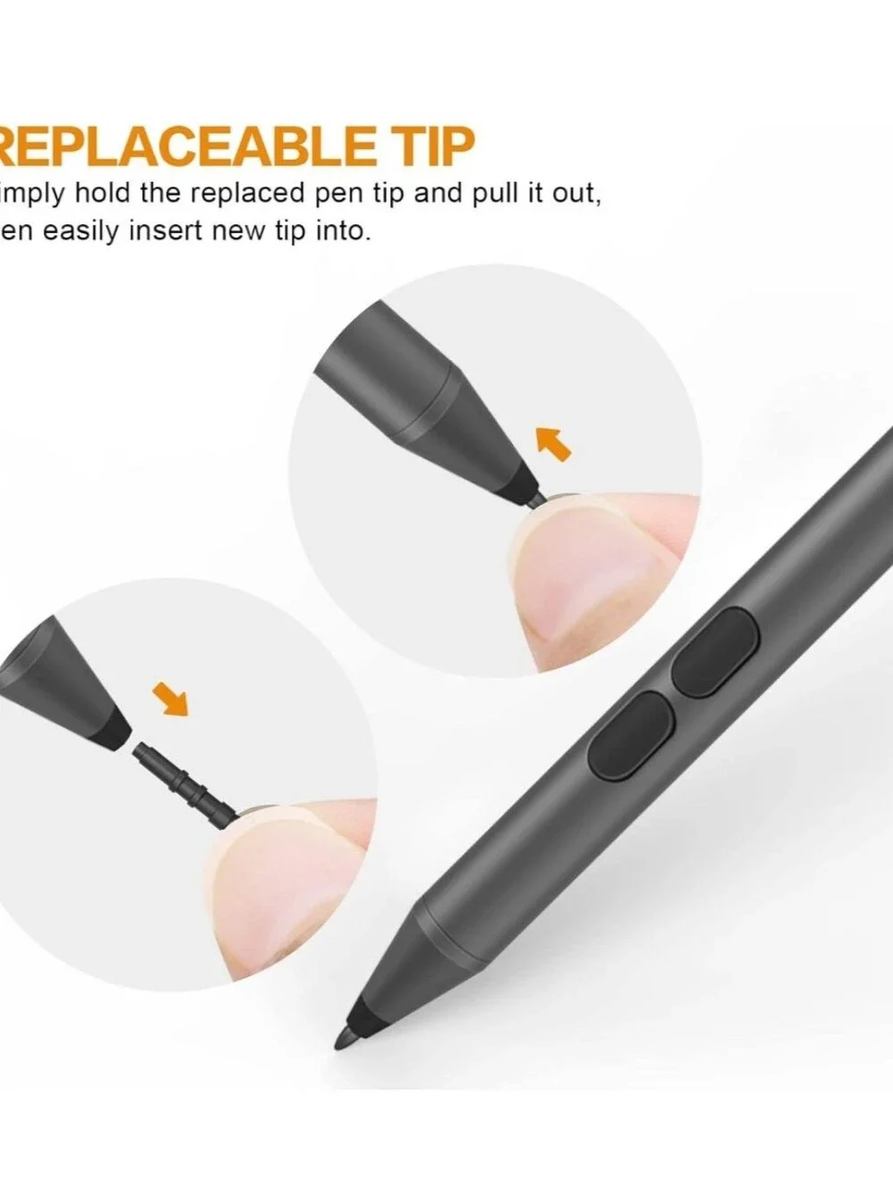 Slim Gray Stylus Pen with Dual Buttons For Surface Pro